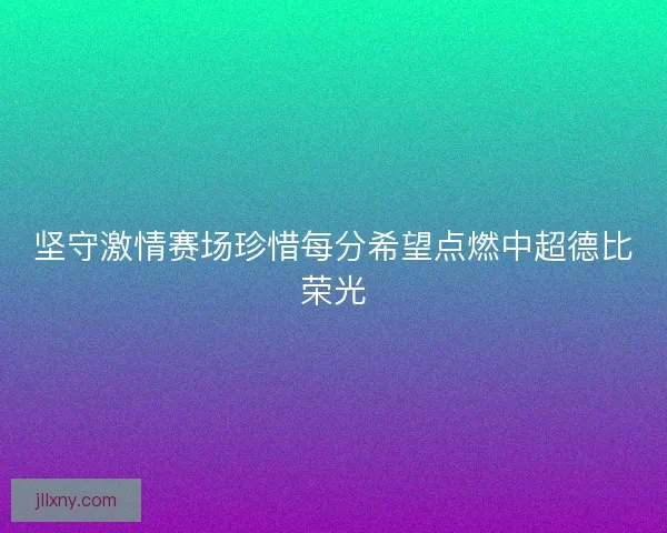 坚守激情赛场珍惜每分希望点燃中超德比荣光