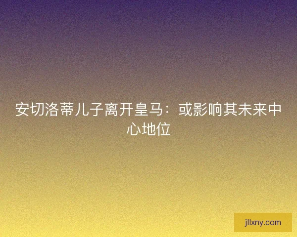 安切洛蒂儿子离开皇马:或影响其未来中心地位 安切洛蒂儿子离开皇马:或影响其未来中心地位